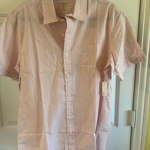 Amazon Essentials Men's Light Pink Striped Button Down Shirt